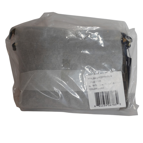 London Fog Addison Tower Signature Print Olive Crossbody Bag NWT - Picture 2 of 10